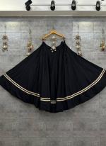 Rayon Black Traditional Wear Golden Line Readymade Skirt